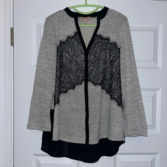 Gibson Latimer Women’s Sweater Black Gray Lace Size Large - Picture 1 of 7
